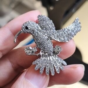 Elegant Silver Bird Brooch